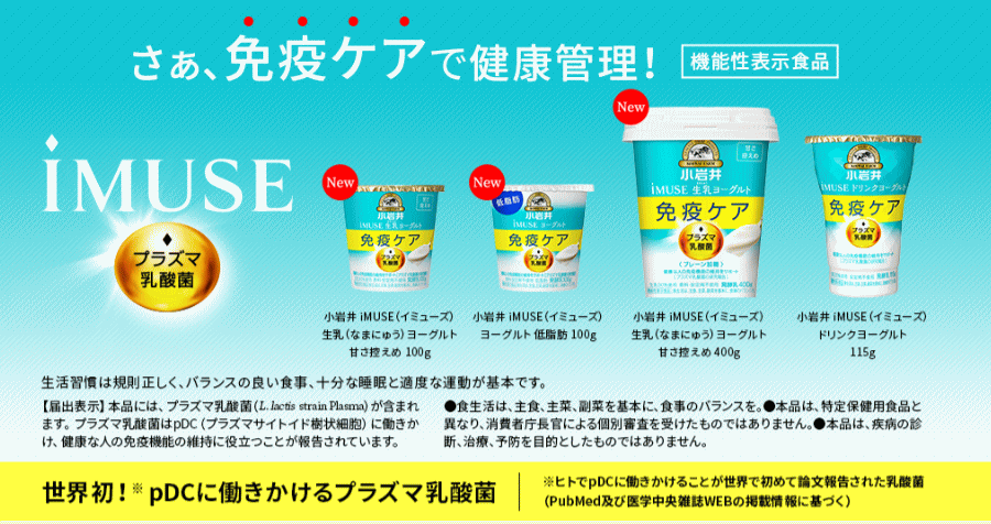 全国通販】小岩井iMUSE イミューズプラズマ乳酸菌甘さ控えめヨーグルト「新容量タイプ」400ｇ